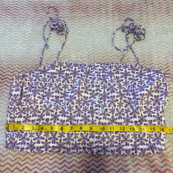 Aerie Purple and White Floral Pattern Tie Strap Tank Top - Size Large - Picture 5 of 9